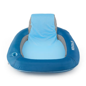 Kelsyus Floating Pool Lounger Inflatable Chair with Cup Holder & Clips, Blue - TRAPSKI