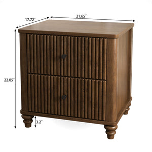 Modern Fluted Nightstand With 3 Drawers