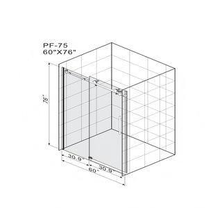 Frameless Shower Door, Clear Tempered Glass - Brushed Nickel