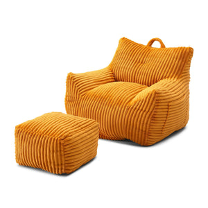 Giant Bean Bag Chair With Armrests And Footstool