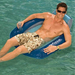 Kelsyus Floating Pool Lounger Inflatable Chair w/ Cup Holder, Blue (4 Pack)