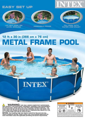 Intex 12ft x 30in Metal Frame Round Swimming Pool Set 530 GPH Pump & 6 A Filters