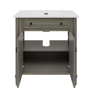 Vintage Bathroom Vanity With Sink, Rustic Cabinet With Soft Close Doors