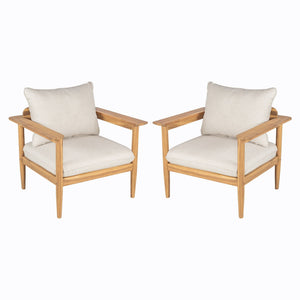 Terassi Outdoor Lounge Chair Set of 2 with Cushions - Beige / Light Teak