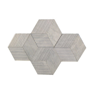 Hexagon Natural Stone Marble Tile, 3D Fluted (Set of 12)