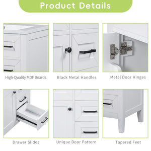 30" Bathroom Vanity Cabinet Base Without Sink