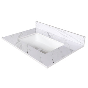 Bianco Carrara Venato Marble Vanity Top With Pre Drilled Faucet Hole And Undermount Sink