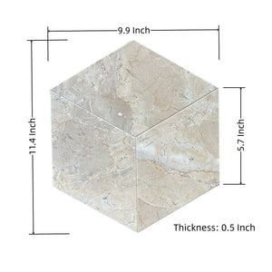 Hexagon Natural Marble Polished Tile For Wall And Floor (Set of 12)