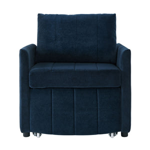 Upholstered Convertible Sleeper Sofa With 5 Position Backrest, Side Pockets, Storage