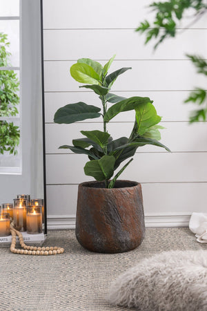 12.6x12.6x11.8" Cement Planter Small, Indoor Outdoor Garden Functional Decor