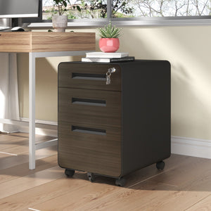 3-Drawer Mobile File Cabinet with Lock and Casters