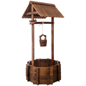 Rustic Wooden Wishing Well Planter