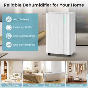 4500 Sq.Ft 54 Pints Dehumidifier with Drain Hose for Home-White