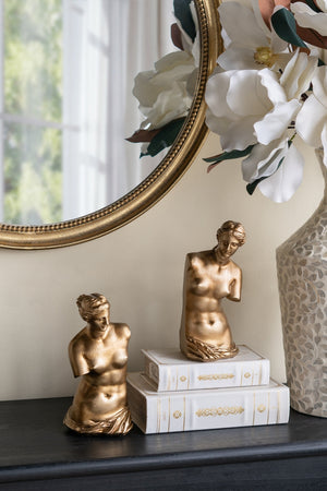 Set of 2 Venus de Milo Bust Bookends with Gold Finish