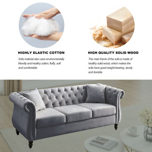 Chesterfield Sofa With Rolled Arms And Nailhead Trim