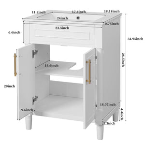 Bathroom Vanity With Integrated Sink and 2 Door Cabinet