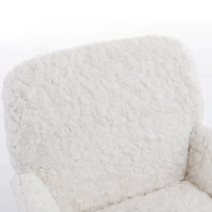 Office Chair, Artificial Rabbit Hair Home Office Chair With Metal Base, Adjustable Desk Chair Swivel Office Chair, Vanity Chair