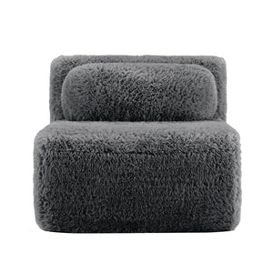 Aviana Armless Sofa With Pillow Plush Fabric - Dark