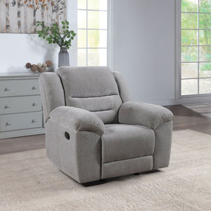 Sebring - Upholstered Glider Recliner Chair With Manual Recline And Smooth Gliding Motion - Gray