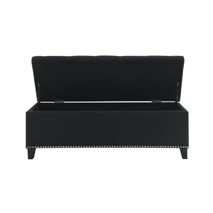 Button-Tufted Storage Ottoman With Safety Close Hinge