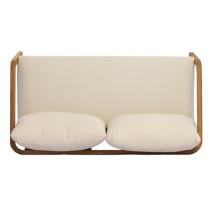 2-Piece Outdoor Loveseat & Coffee Table Set Acacia Wood Frame with PE Wicker Back & Water-Resistant Cushions