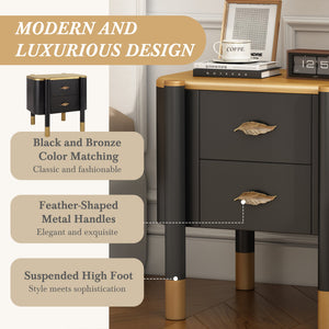 Contemporary 2 Drawers Nightstand with Curved Profile Design