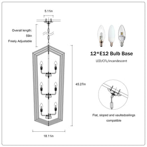 12-Light Farmhouse Kitchen Chandeliers, Matte