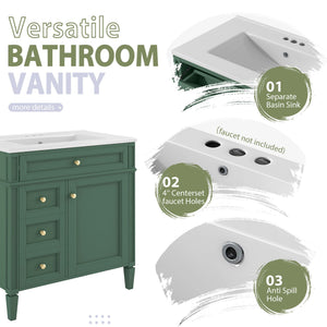 Bathroom Vanity With Medicine Cabinet, Royal Mirror Cabinet, Modern Bathroom Storage Cabinet With 2 Soft Closing Doors And 4 Drawers