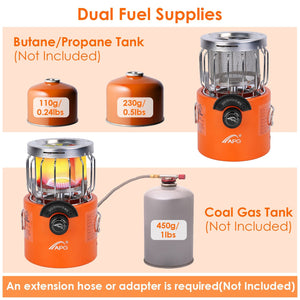 2000W 2 In 1 Camping Stove Tent Heater Outdoor Gas Stove Portable Backpacking Stove with 3 Modes 360¡ Radiant Heating for Camping Hiking Picnic BBQ
