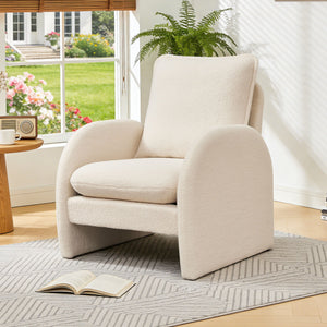 Modern Sherpa Upholstered Accent Chair, Comfortable Living Room Armchair, Lounge Chair For Bedroom, And Office