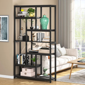 Extra Tall 7 Tier Industrial Etagere Bookcase with 10 Shelves Organizer