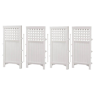 Suncast Outdoor Patio Garden 8 Panel Yard Screen Enclosure Gated Fence, White