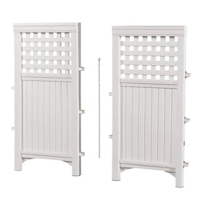 Suncast Outdoor Patio Garden 8 Panel Yard Screen Enclosure Gated Fence, White