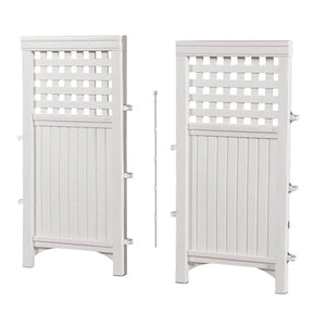Suncast Outdoor Patio Garden 8 Panel Yard Screen Enclosure Gated Fence, White