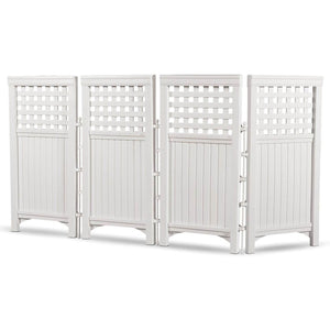 Suncast Outdoor Patio Garden 8 Panel Yard Screen Enclosure Gated Fence, White