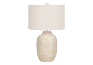 Contemporary 26"h Cream Ceramic Table Lamp with Ivory Shade