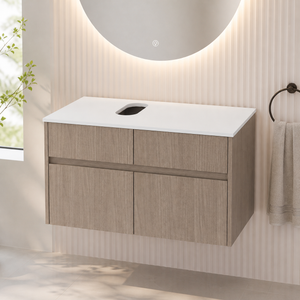 32-Inch Wall-Mounted Bathroom Vanity with Soft Close Doors and Drawer