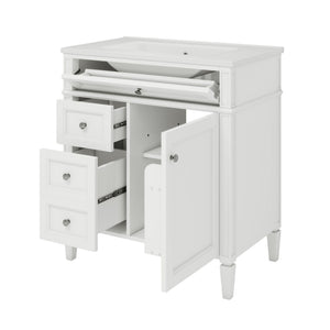Bathroom Vanity With Medicine Cabinet, Royal Mirror Cabinet, Modern Bathroom Storage Cabinet With 2 Soft Closing Doors And 4 Drawers