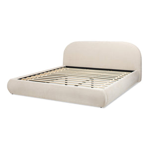 Archie Puffy Grounded Upholstered Platform Bed - Oatmeal Light