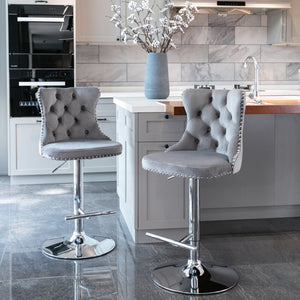 Swivel Adjustable Height Barstools Set of 2