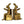 3.9x2.8x6.9' Sitting Rabbit Bookends With Antique Gold Finish
