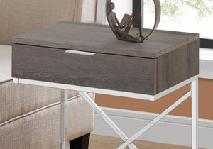 Accent Side Table with Storage Drawer in Taupe