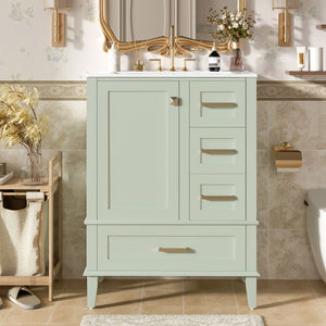 Bathroom Vanity, Modern Bathroom Cabinet With Sink Combo Set, Bathroom Storage Cabinet With A Soft Closing Door And 3 Drawers, Solid Wood Frame