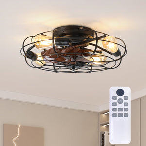 19.7" Industrial Caged Ceiling Fan with Light