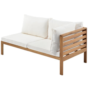 Wood Structure Outdoor Sofa Set with Beige Cushions