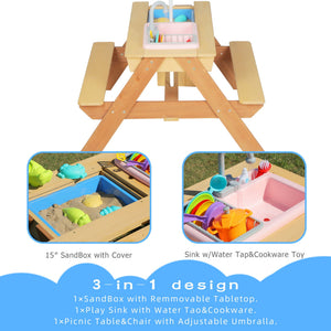 Kids Picnic Table With Sand and Water Table Conversion