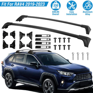 Car Roof Rack Cross Bars Aluminum Alloy Cargo Carrier Rooftop Crossbars Fit for Toyota RAV4 2019-2024 with Side Rails for Cargo Carrier Bag Kayak Bike