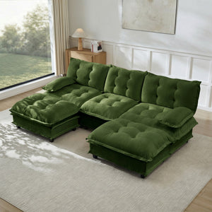107" U Shaped Modern Sofa Modular Sectional Cloud Couch with Ottomans