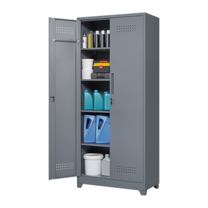 Gray And Metal Storage Cabinet