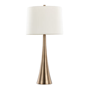 Diana 29" Contemporary Metal Table Lamp Set - Matte Golden Bronze & White Linen Shade